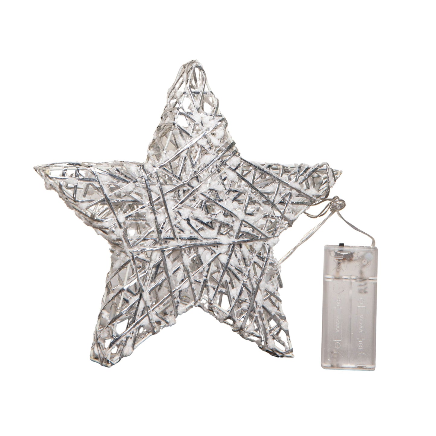 20cm Battery Operated Light up Silver Woven Christmas Star with 5 Warm White LEDs