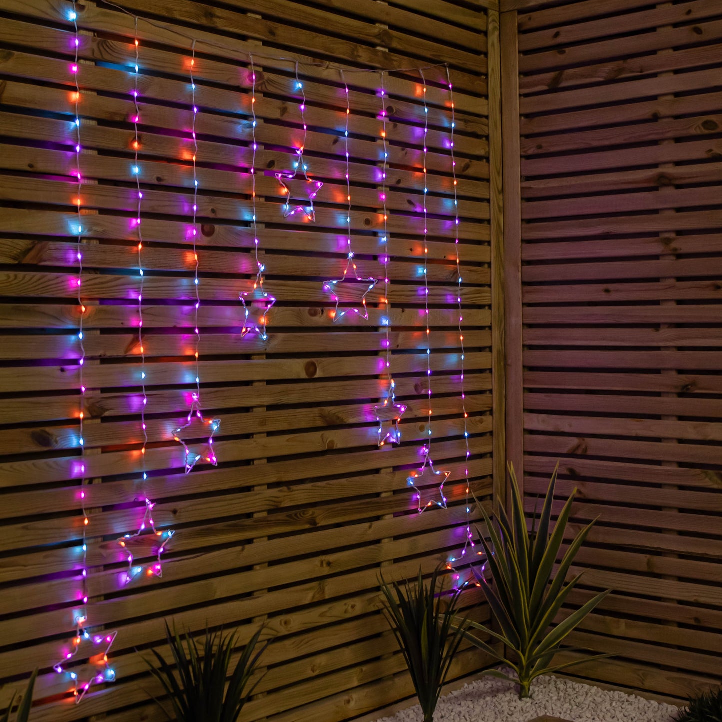 1.2m x 1.2m FlexiBrights Christmas Star Curtain Lights with 258 Rainbow LEDs