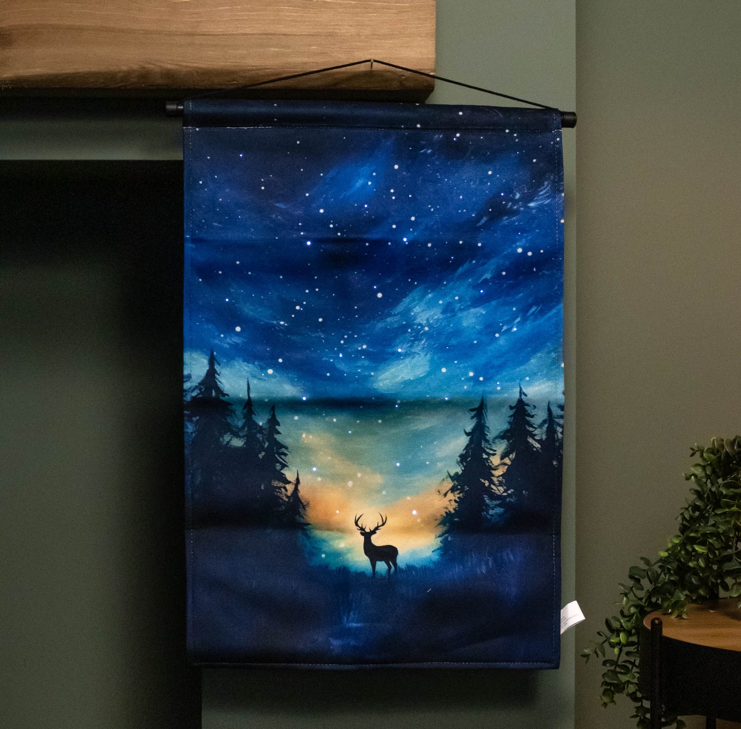 60cm x 40cm Battery Operated Light up Stag Fabric Hanging Christmas Banner