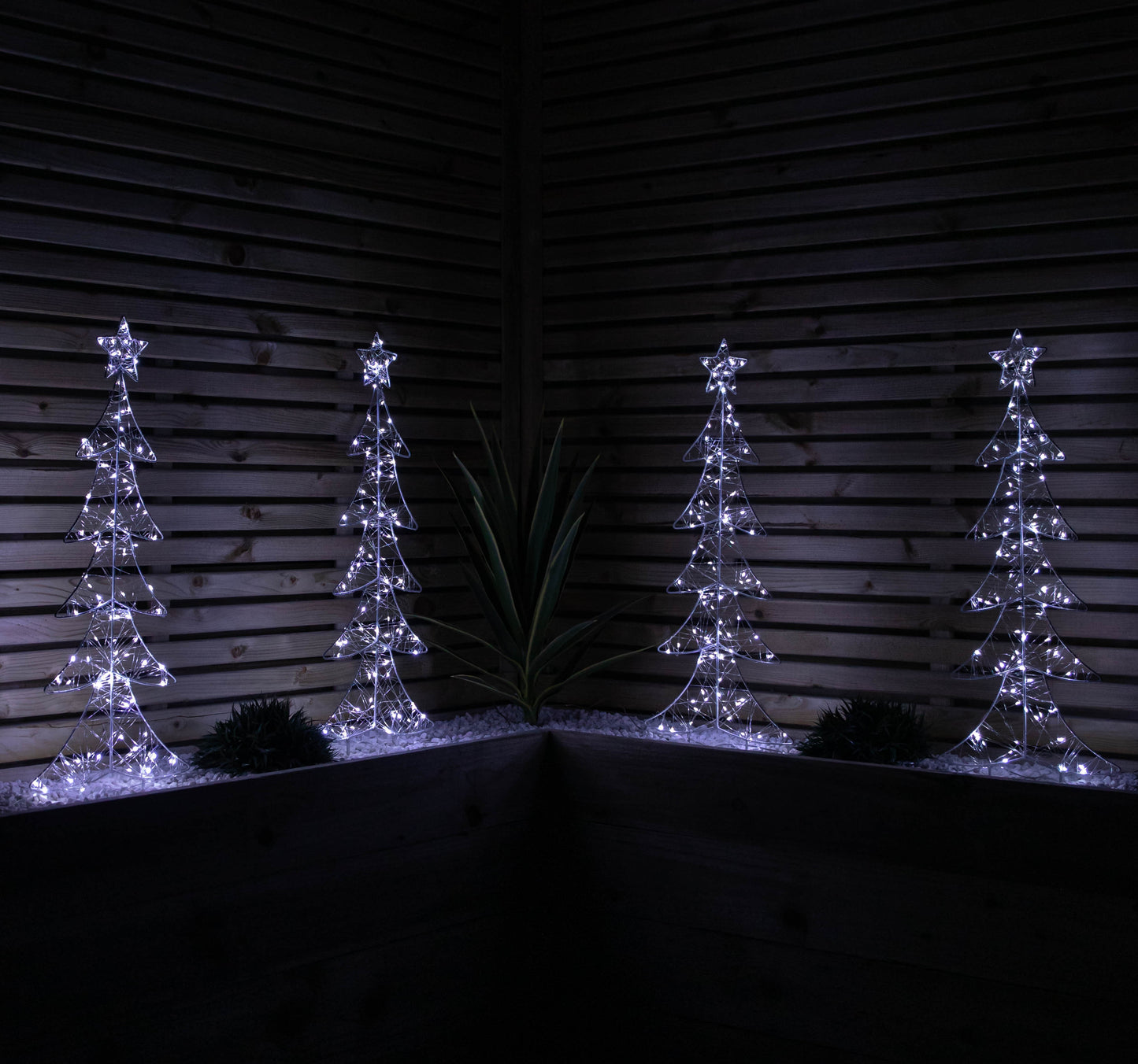 Set of 4 80cm Light up Christmas Tree Path Lights with 400 White LEDs