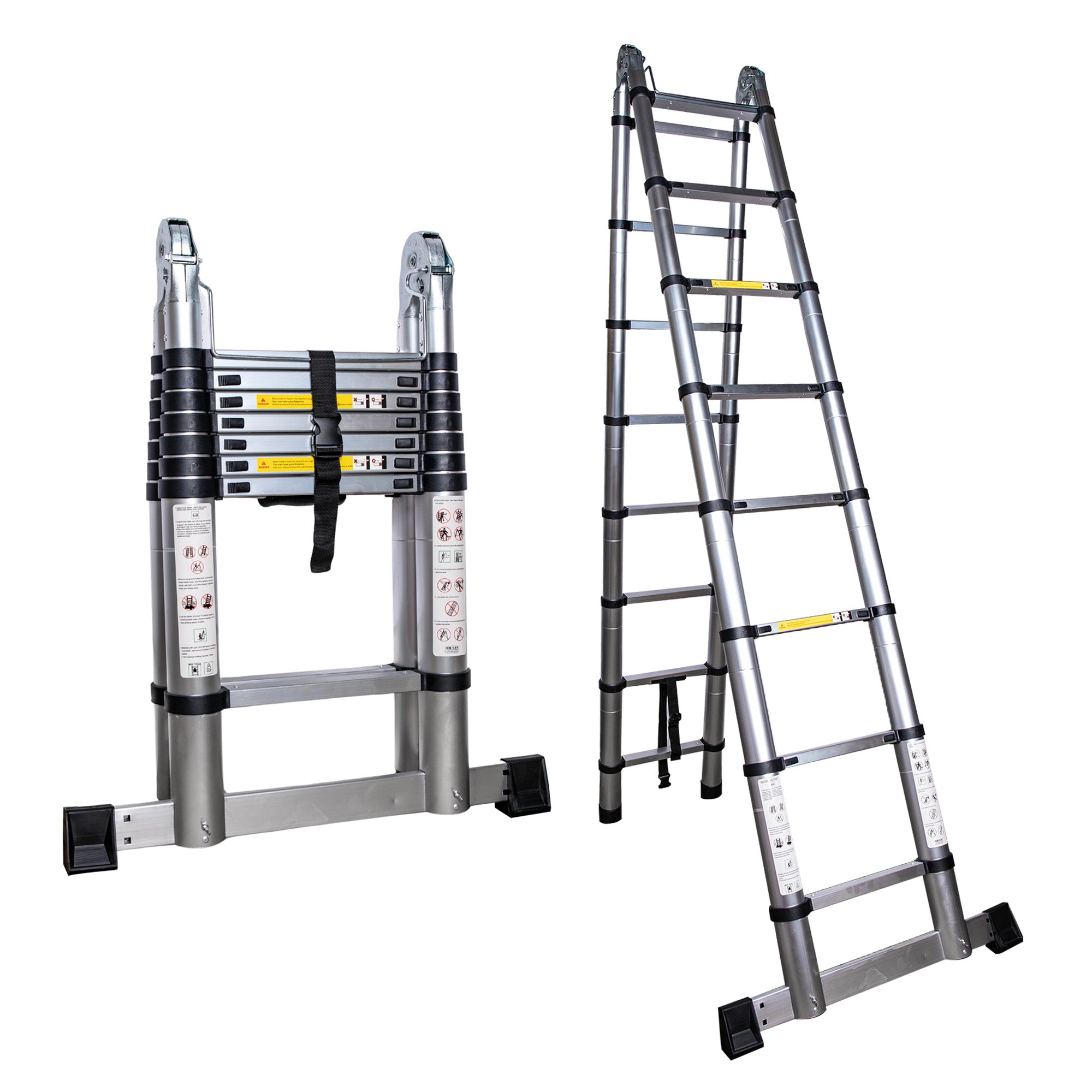 5m Lightweight Aluminium Hinged Telescopic Extendable Multi-Position Ladder & Step Ladder