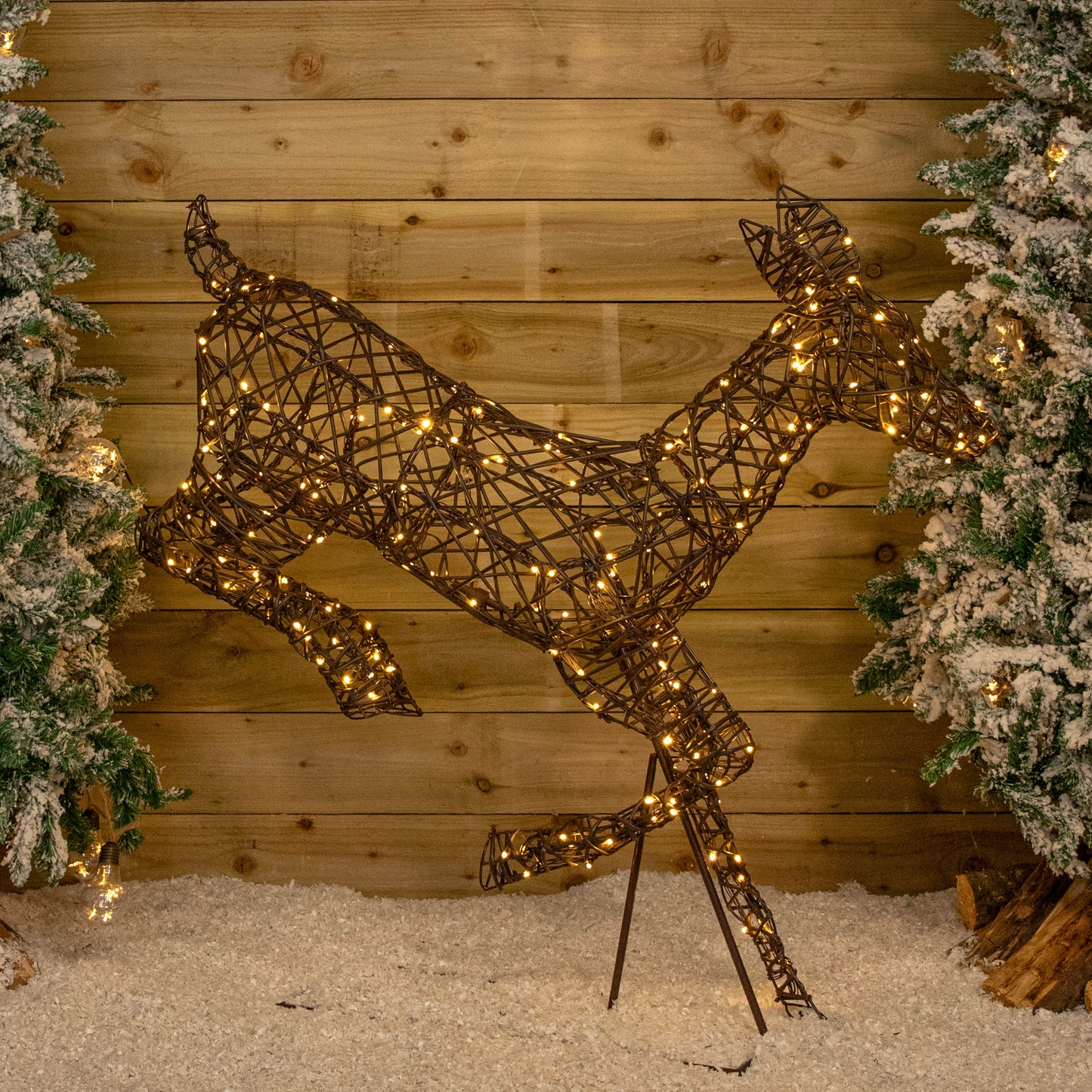 98cm Light up Brown Christmas Prancing Doe with 220 White & Warm White LEDs