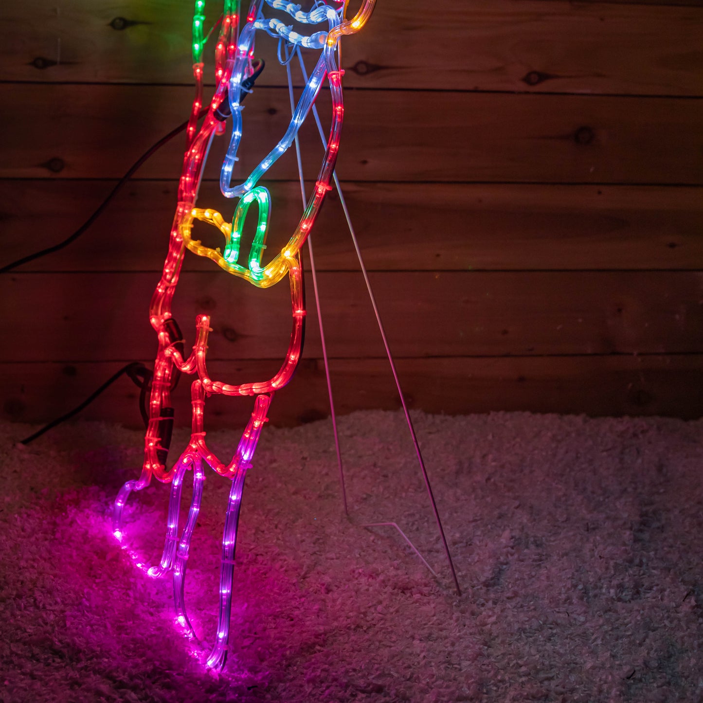 92cm Standing Santa Christmas Rope Light with 192 Static & Flashing Multi-Coloured LEDs