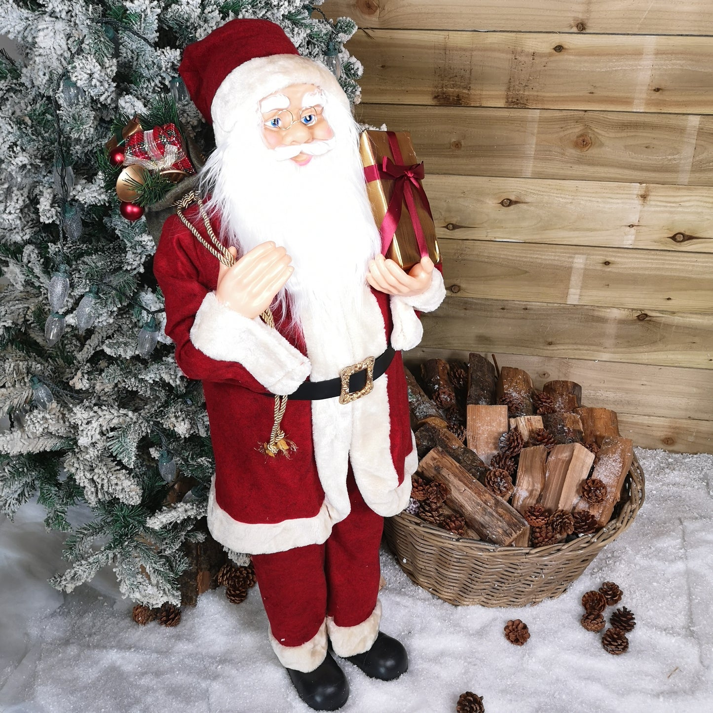 1.1m Luxury Large Standing Red Suit Santa Indoor Father Christmas Decoration