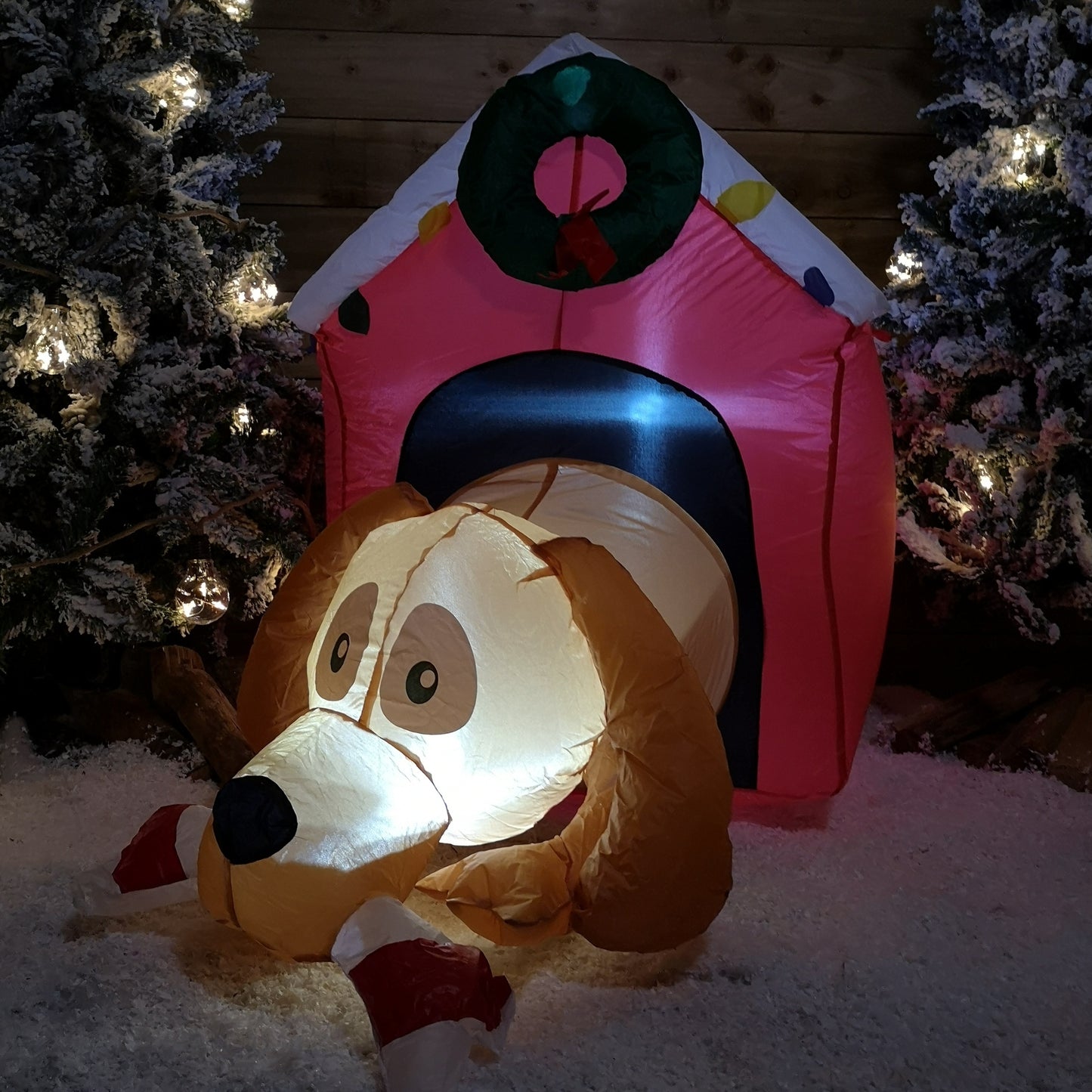 1.2m Inflatable Light Up LED Indoor Outdoor Dog House Christmas Decoration