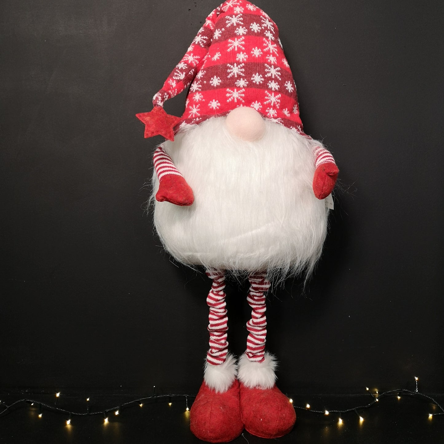 1.2m Standing Haired Christmas Gonk with Extendable Legs in Red