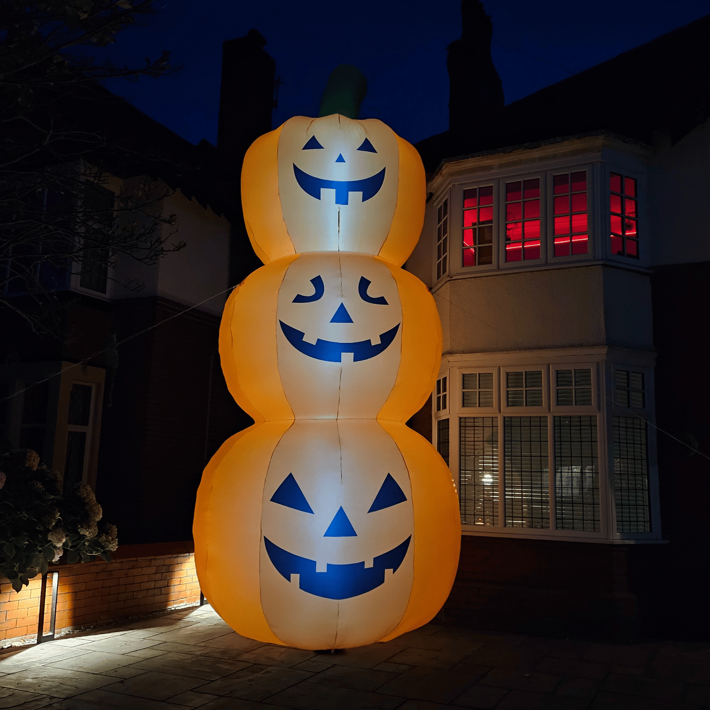 Giant: 20ft (6m) Inflatable Light up Halloween Stacked Pumpkin Decoration with 28 LEDs