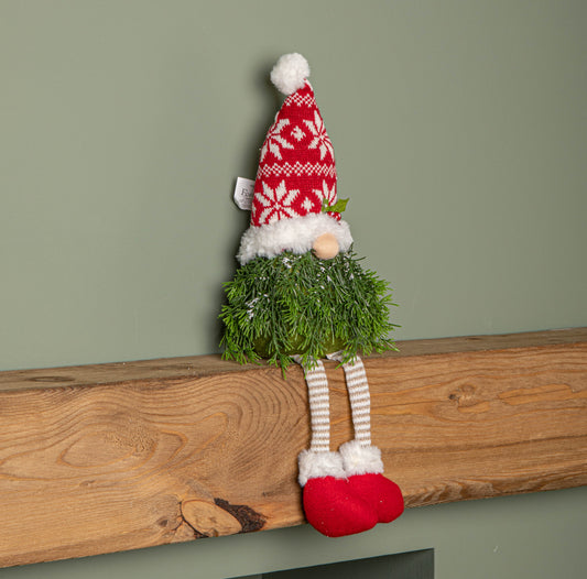 48cm Red and White Christmas Tree Sitting Gonk with Dangly Legs and Snowflake Hat