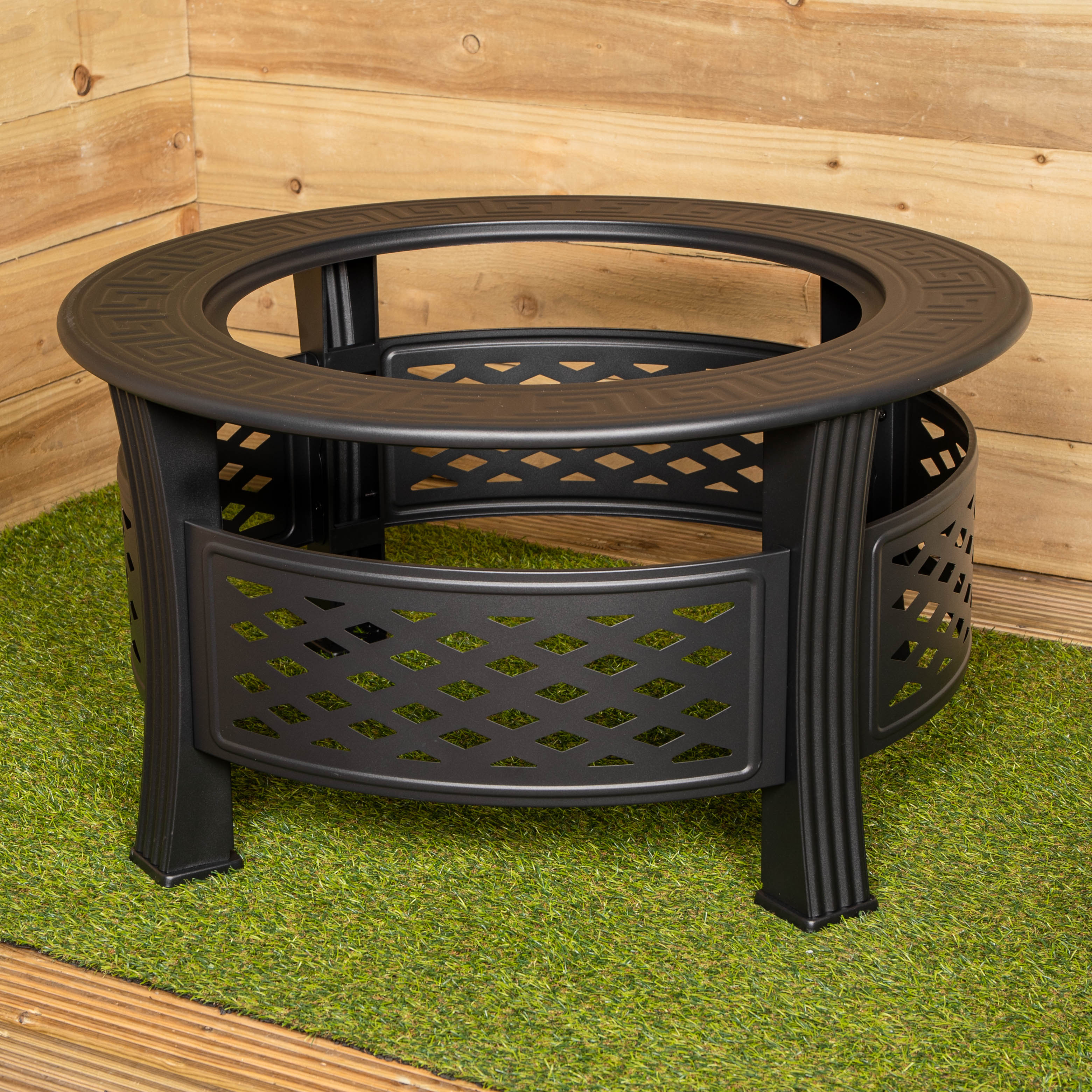 Samuel Alexander 80x58cm Black Steel Garden Patio Firepit Heater BBQ with Cover