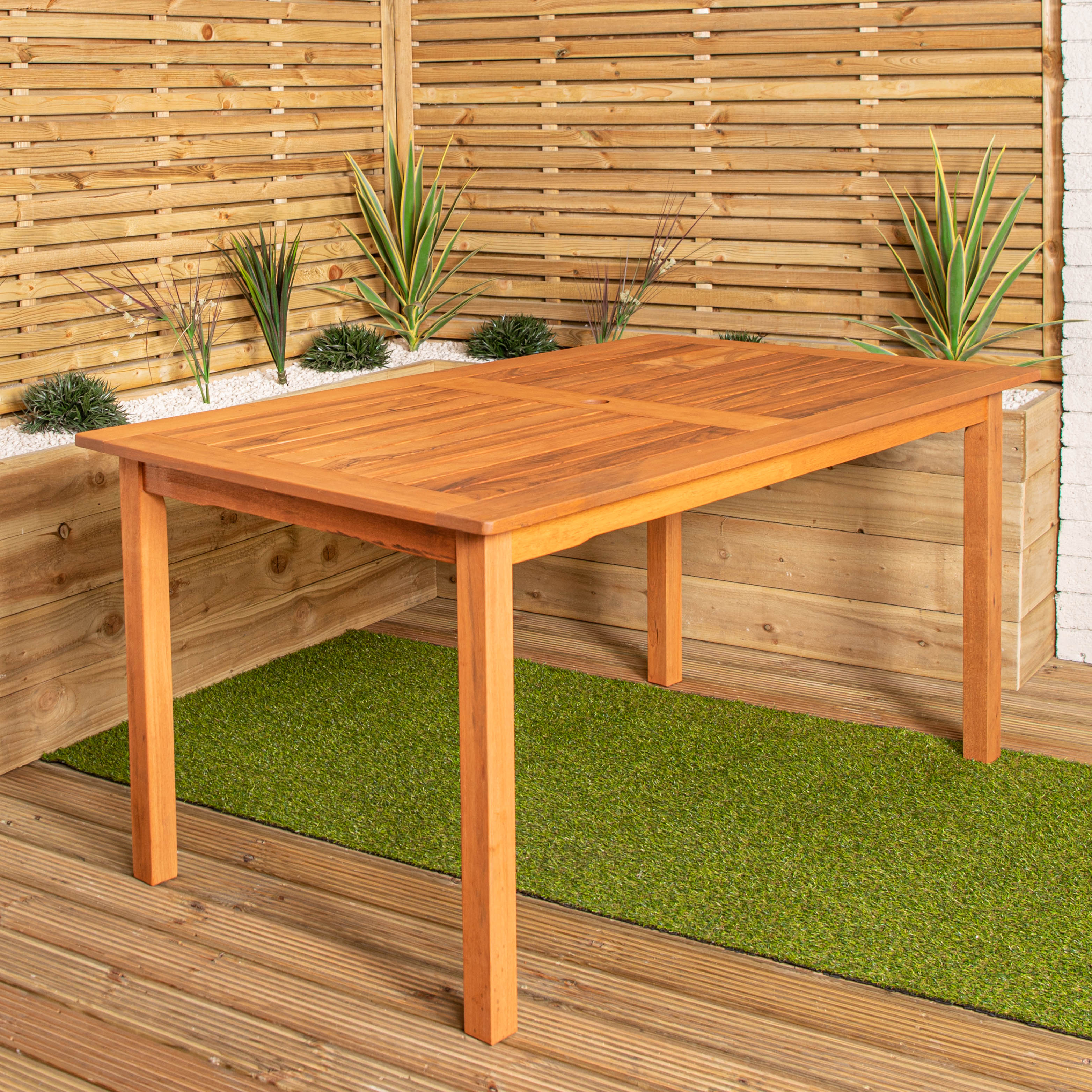 Grasmere Outdoor 6 Person Rectangular Wooden Garden Patio Table