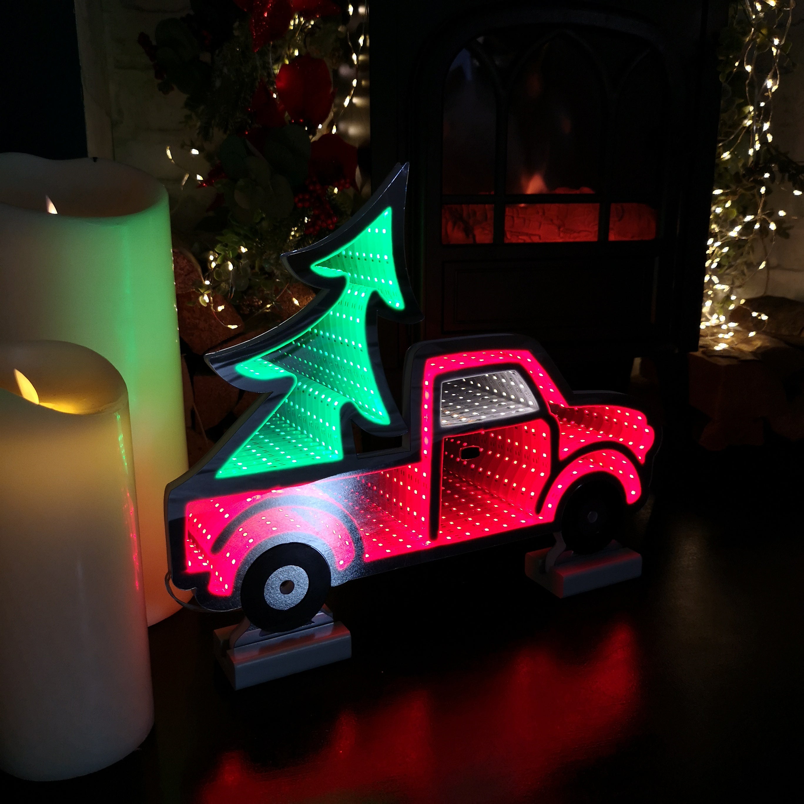 40cm LED Infinity Light Red Truck