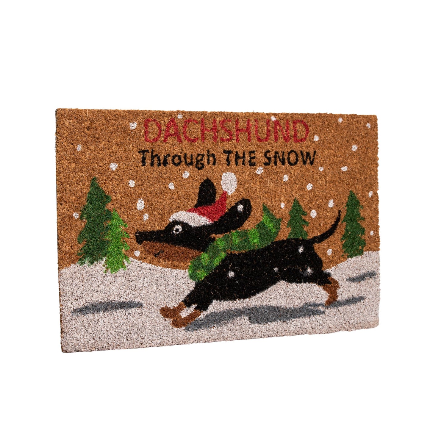 60cm x 40cm Brown Christmas Dashing Dachshund Dog Doormat 