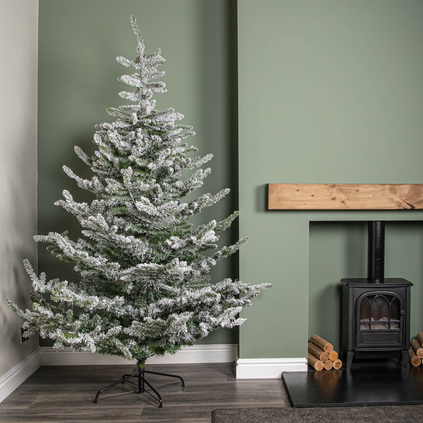 7ft (2.1m) Snowy Green & White Everlands Liberty Spruce Christmas Tree with Metal Stand