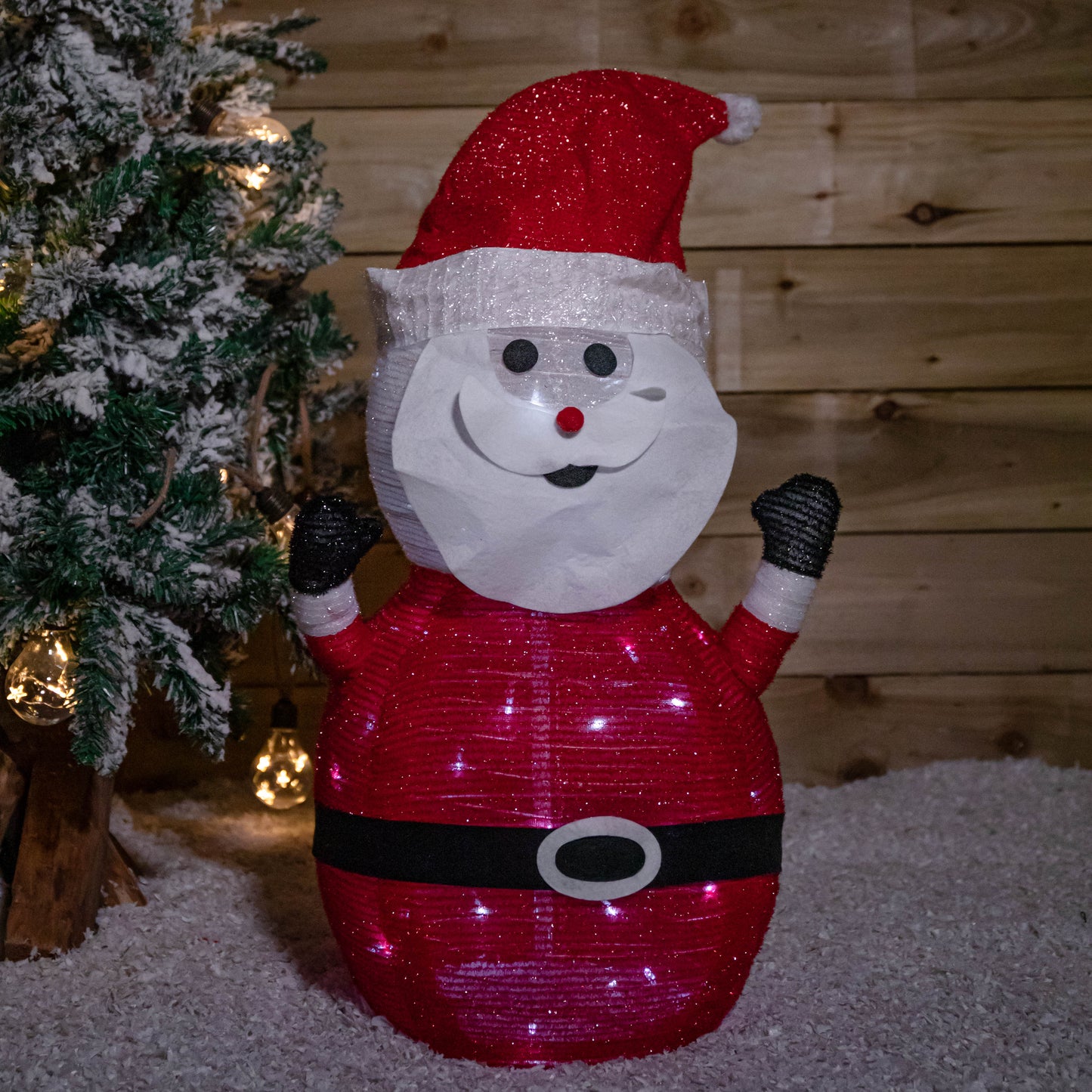 70cm Battery Operated Pop up Christmas Santa with Static & Flashing White LEDs