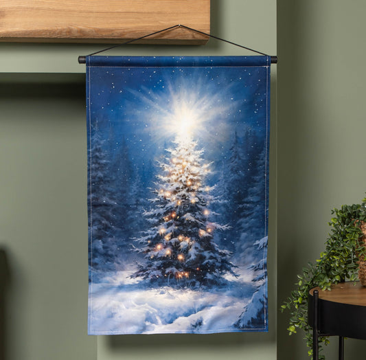 60x40cm Battery Operated Light up Christmas Tree Hanging Banner