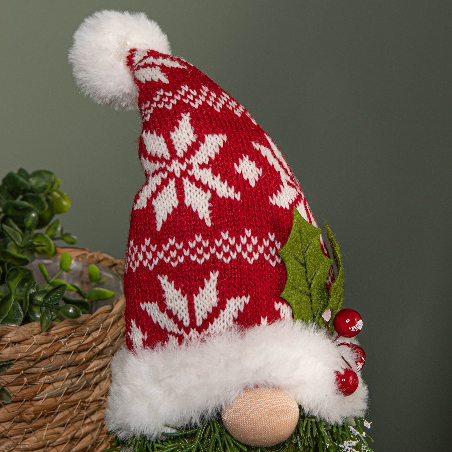 31cm Red and White Christmas Tree Sitting Gonk with Snowflake Hat