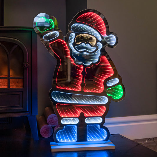 60cm Light up Waving Santa Christmas Infinity Decoration with Multi-Coloured LEDs