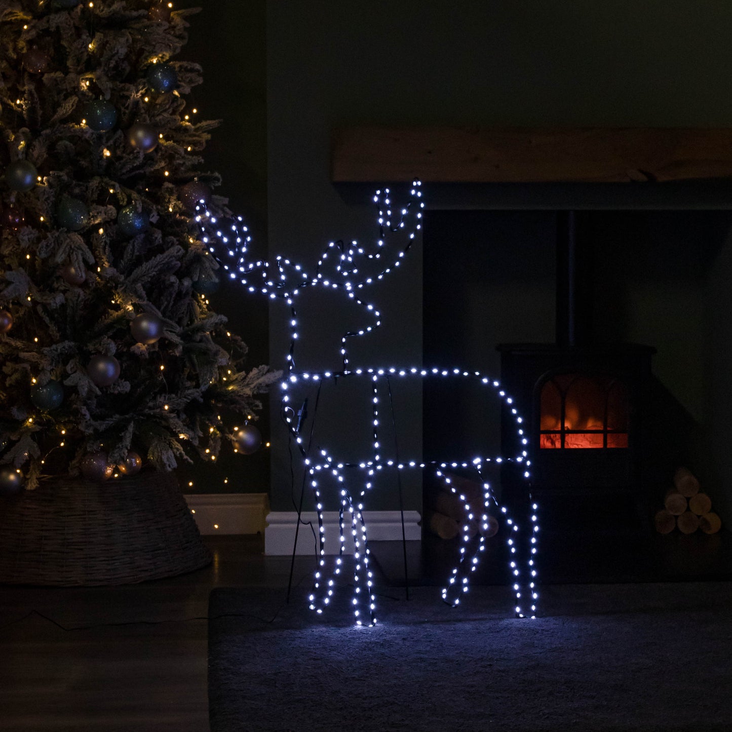 1mx80cm Light up Standing Christmas Reindeer with 292 White LEDs