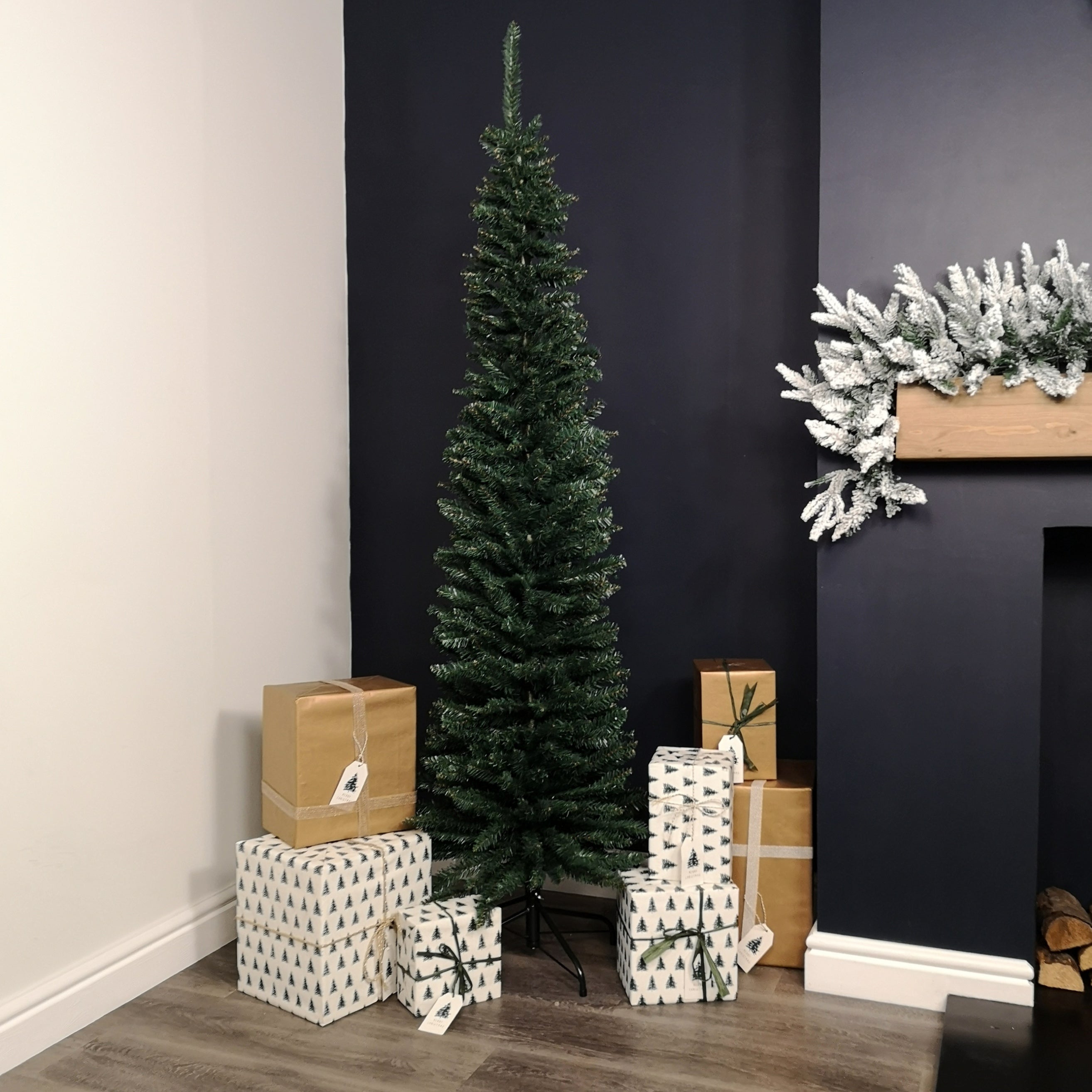 6.5ft (2m) Pencil Style Slim Artificial Christmas Tree in Green