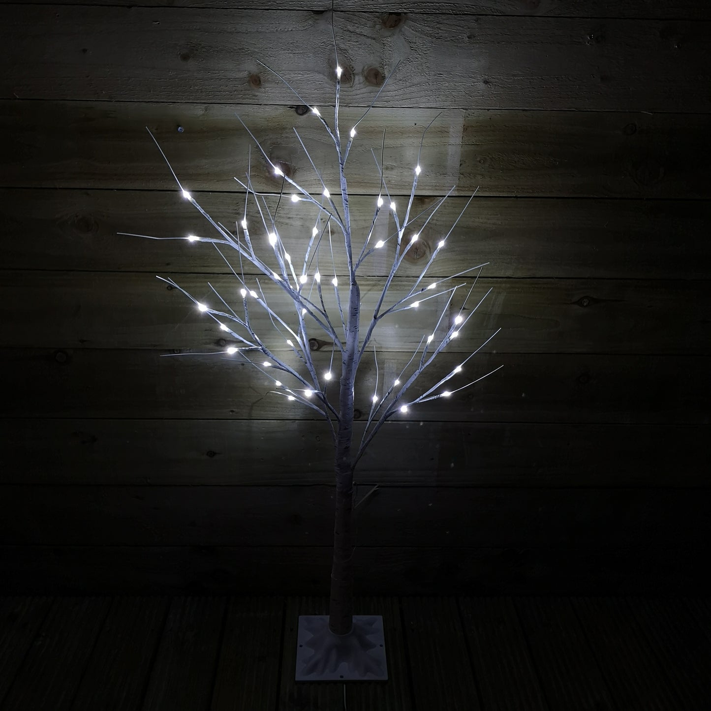 1.2m (4ft) Indoor Outdoor Christmas Lit Birch Tree with 48 Ice White LEDs