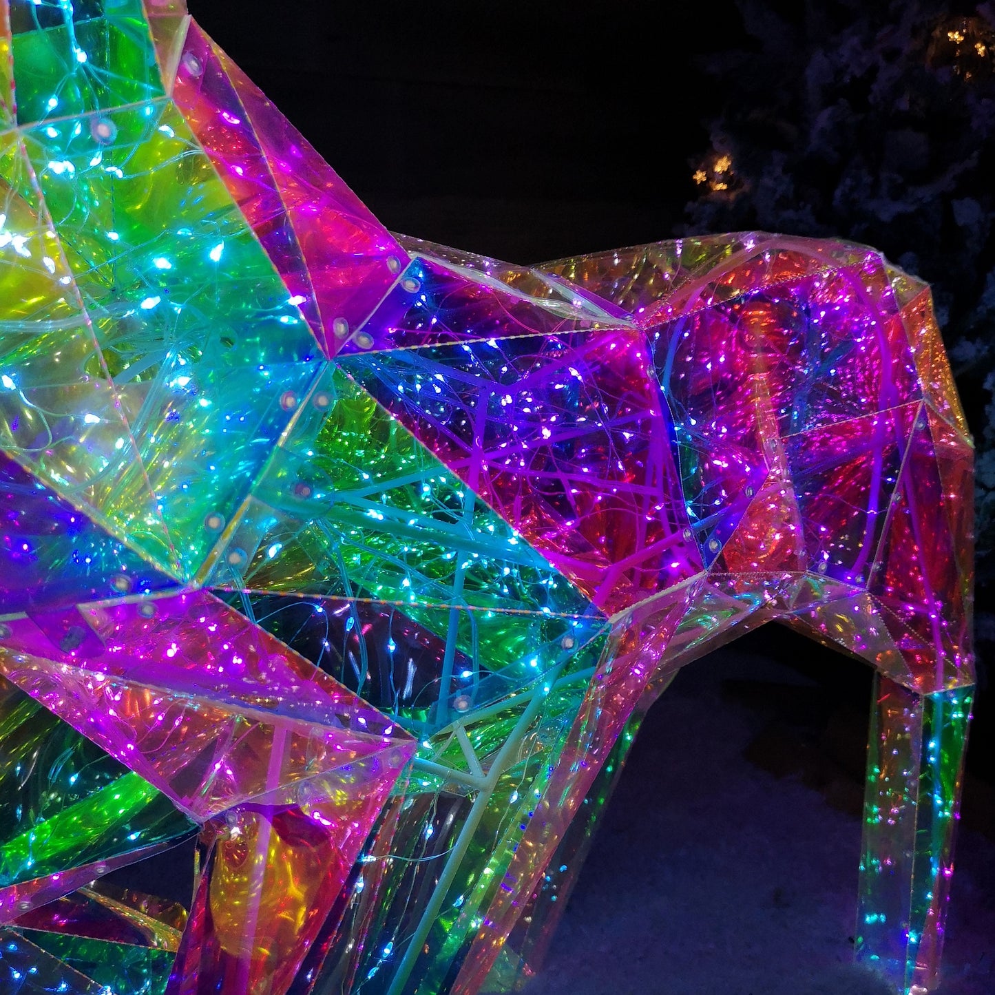 1.4m Light up Standing Iridescent Dream Christmas Stag with 600 White LEDs