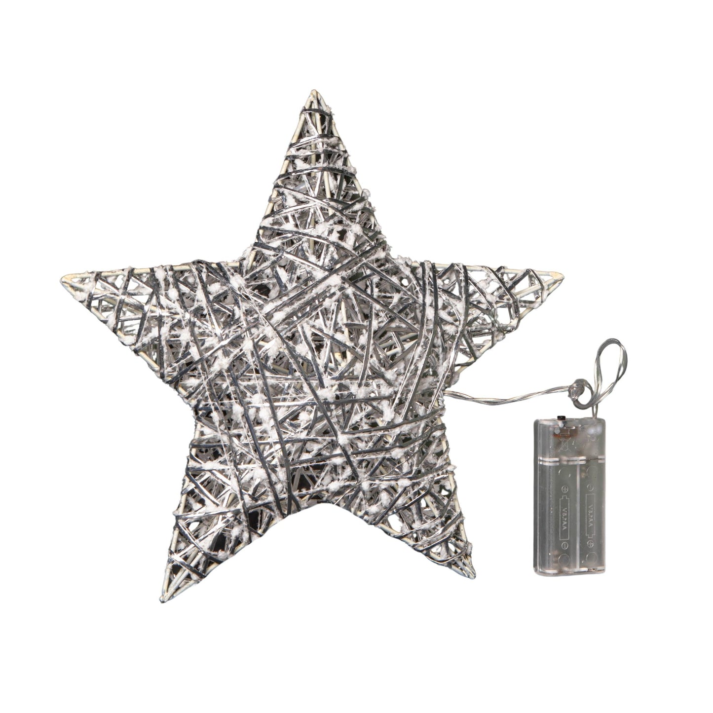 25cm Battery Operated Light up Silver Woven Christmas Star with 5 Warm White LEDs