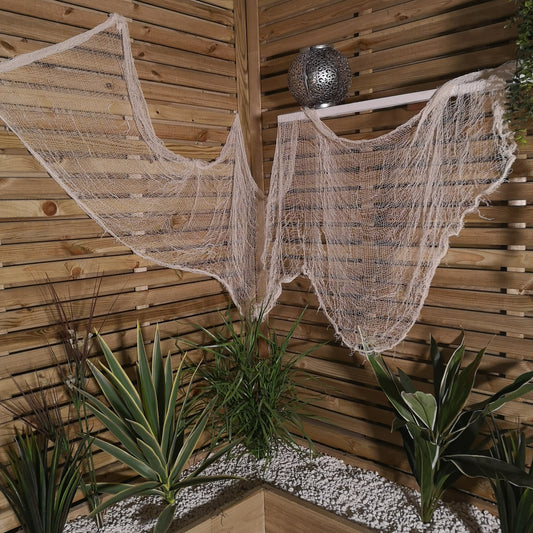 2.9m Halloween Freaky Fabric Net Decoration in Cream