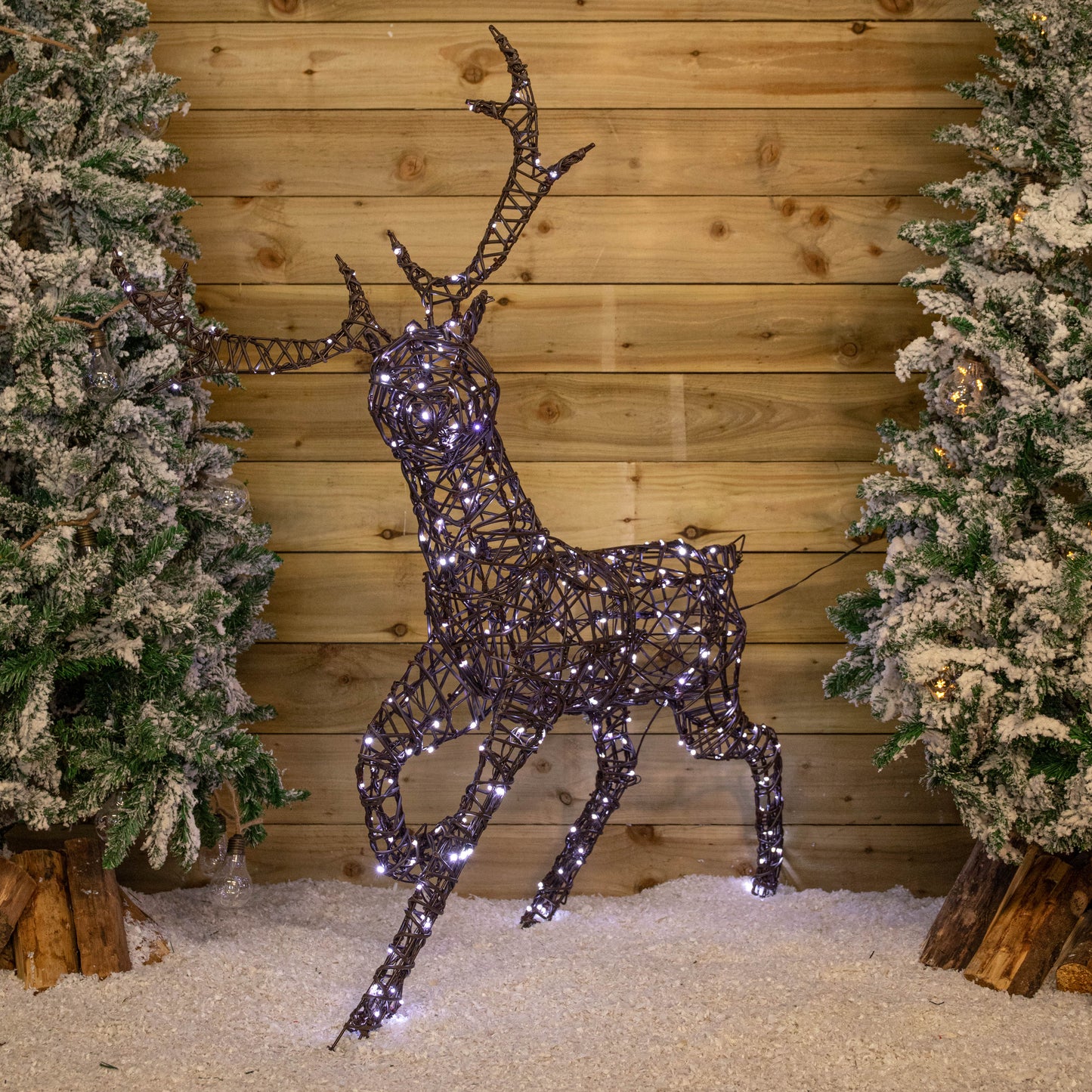 1.25m Light up Brown Christmas Stag with 286 White & Warm White Multi-Action LEDs