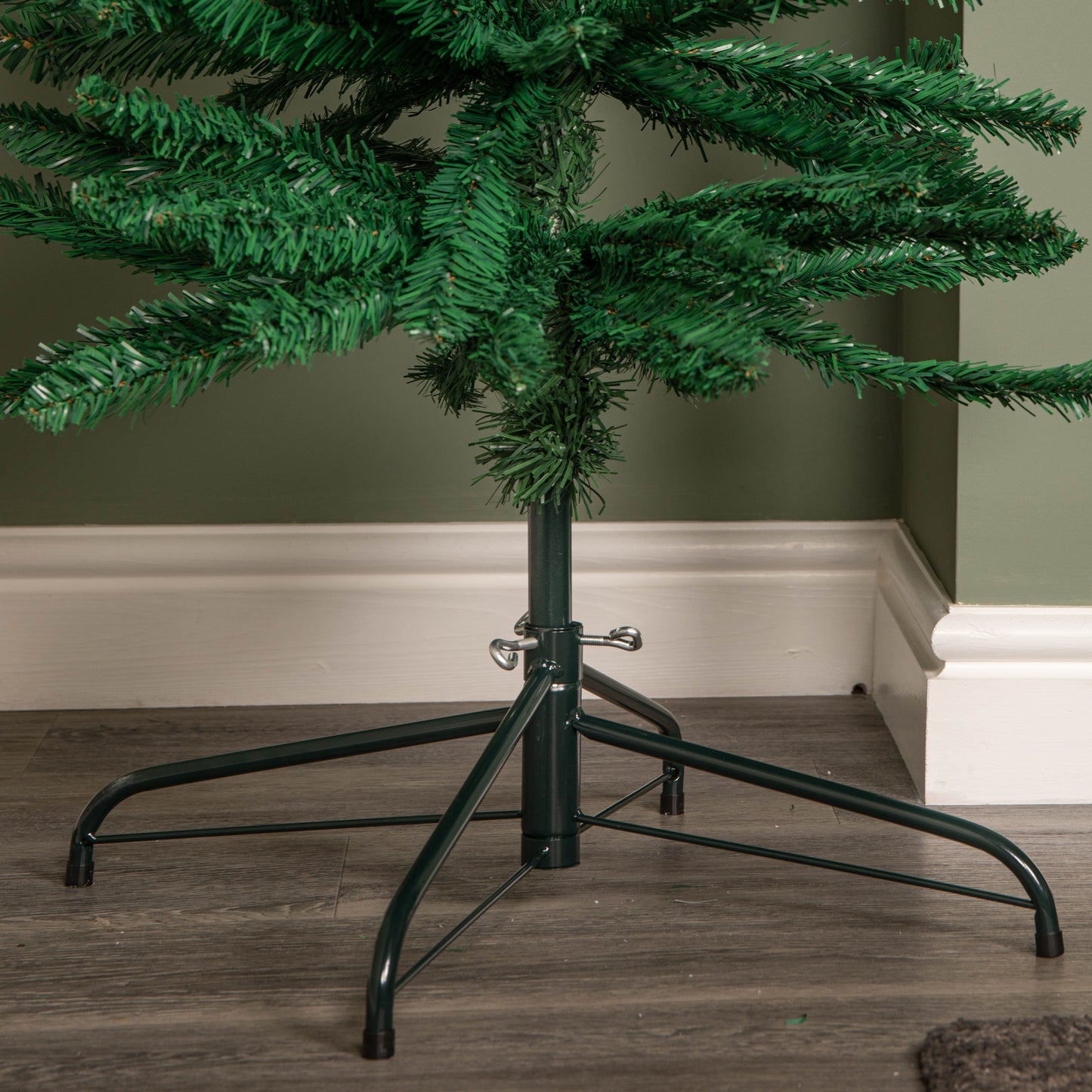 8ft (2.4m) Green Artificial Pencil Christmas Tree With Green Metal Stand and 460 Tips