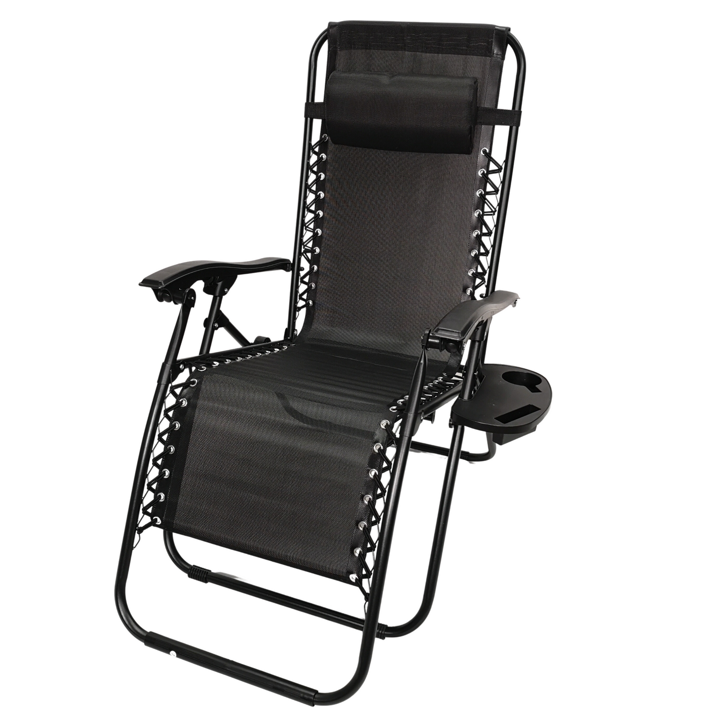 Black Multi Position Textoline Zero Gravity Garden Relaxer Chair Lounger