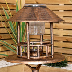 1.1m Bronze Effect Resin Garden Bird Bath & Table with Solar Light