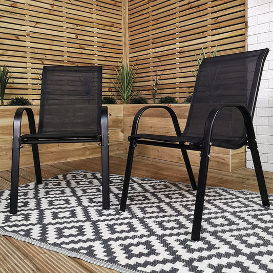 Set of 6 Outdoor Garden Patio Textilene Furniture Chairs in Black