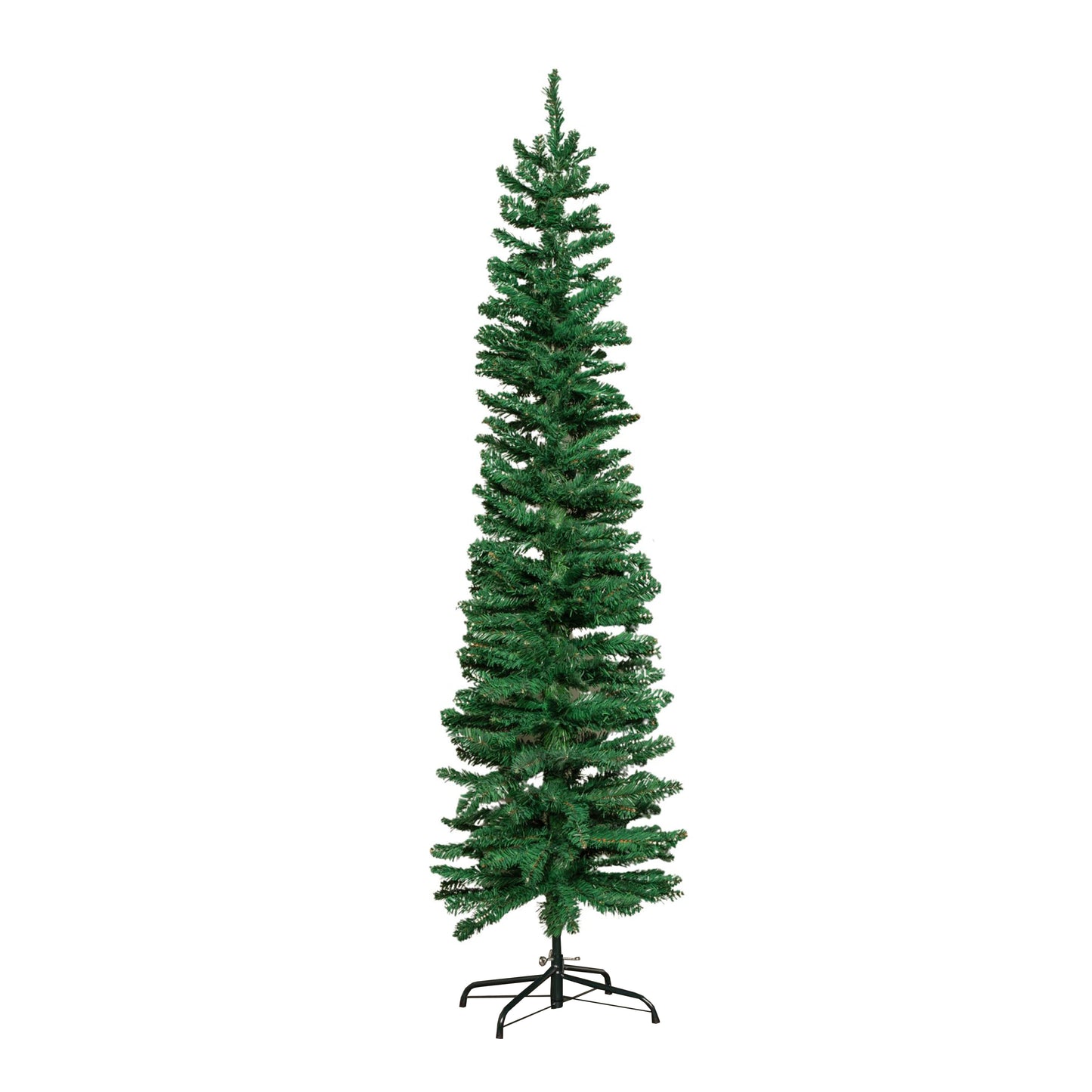 6ft (1.8m) Green Artificial Pencil Christmas Tree With Green Metal Stand and 321 Tips