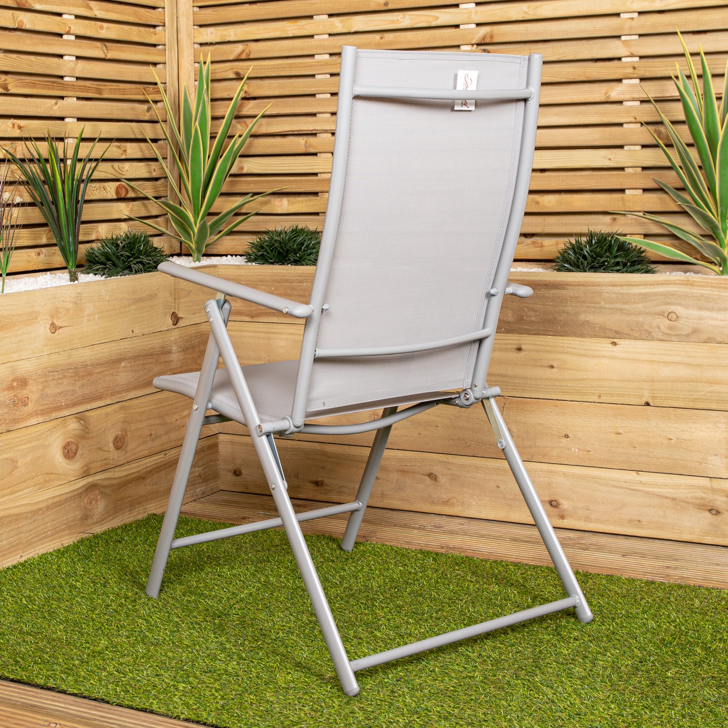 Outdoor Garden Patio Multi Position Reclining Folding Chair in Grey