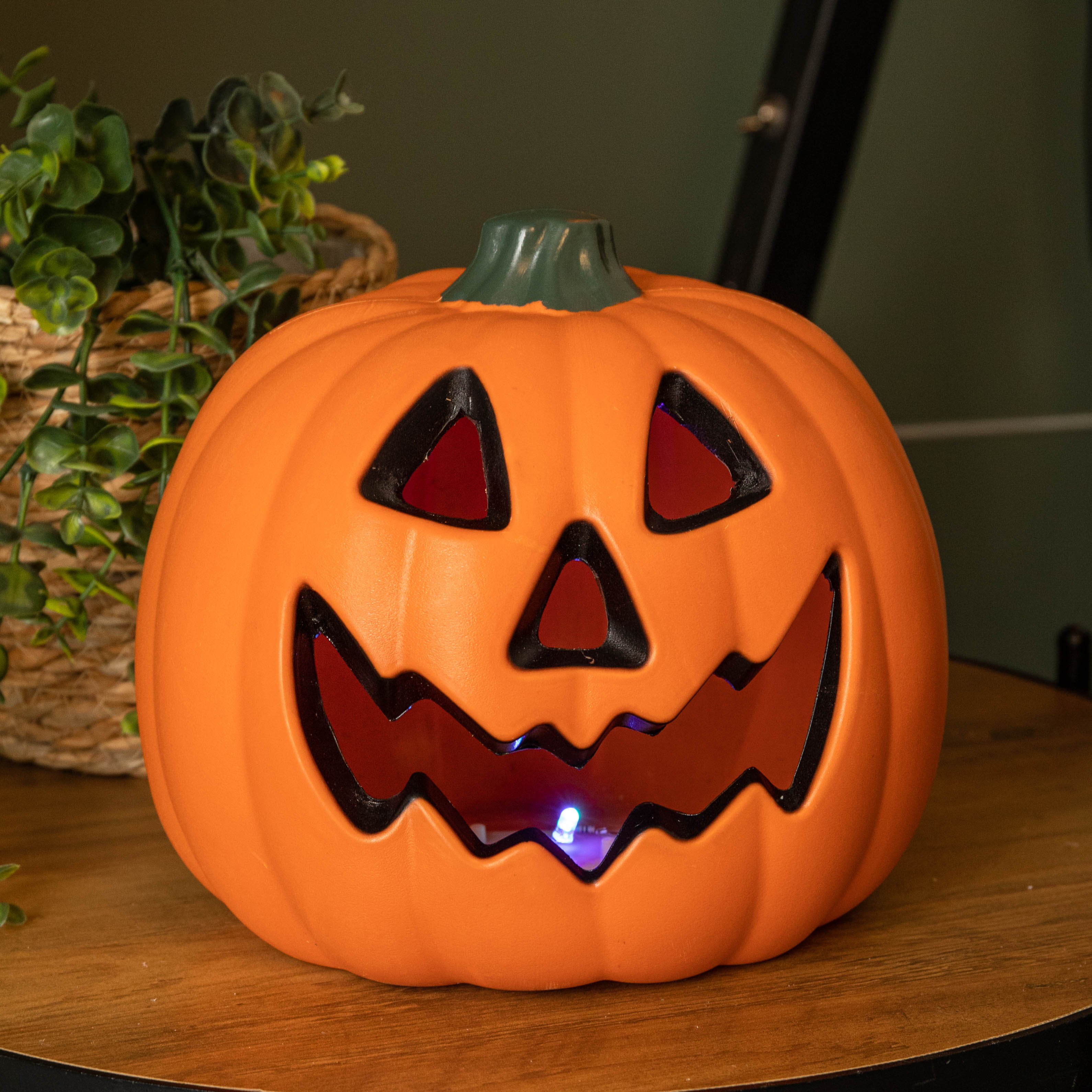 21cm Battery Operated Light up Pumpkin Lantern with Multi-Coloured LEDs