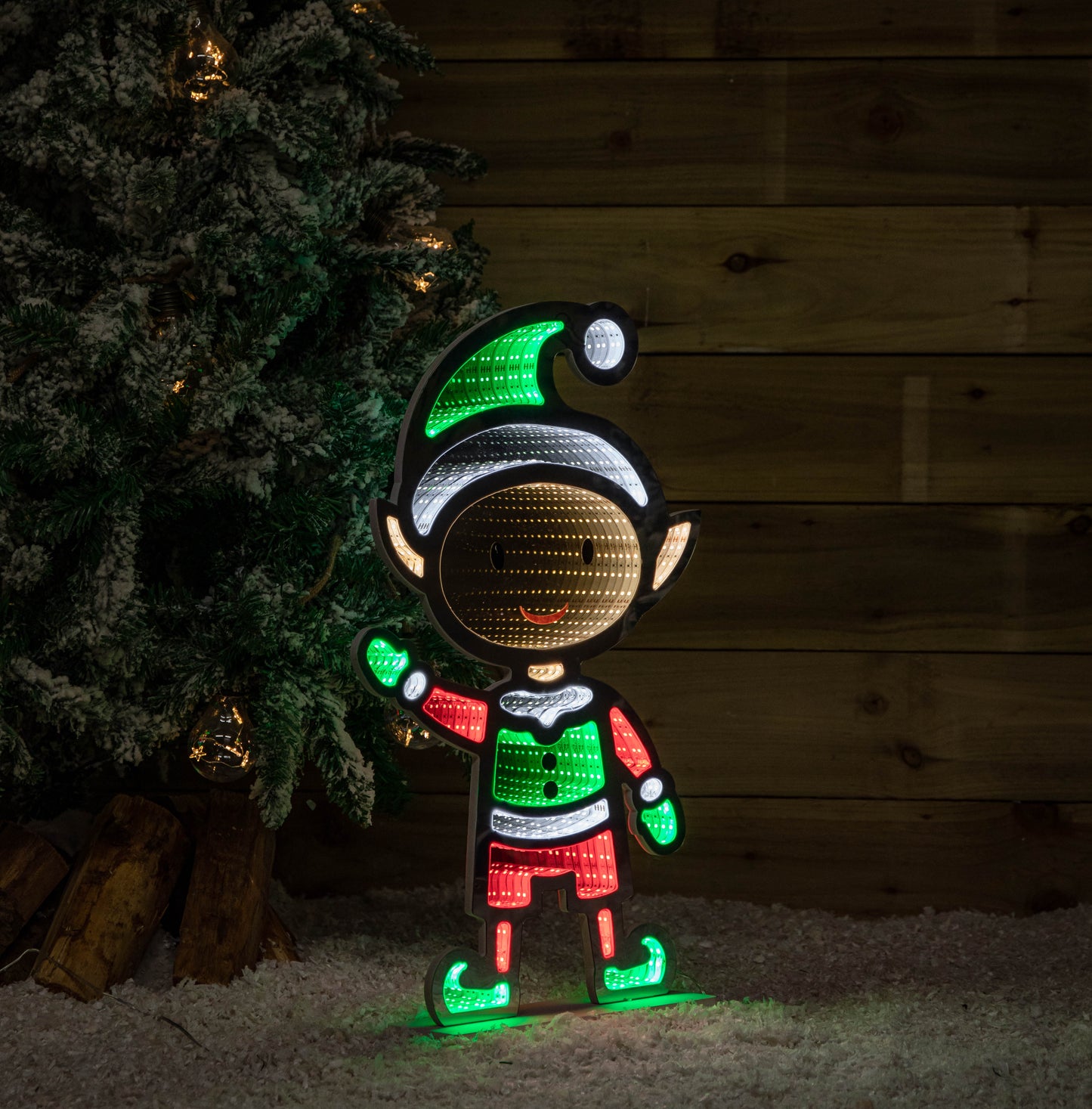 60cm Light up Standing Elf Infinity Christmas Decoration with Multi-Coloured LEDs