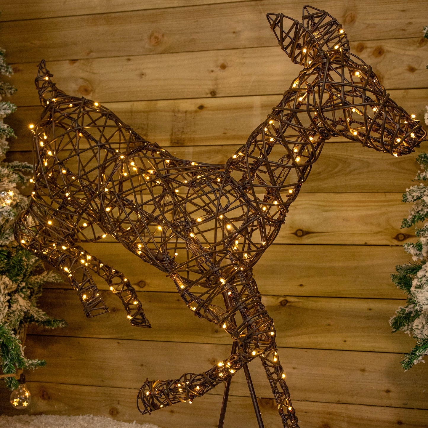 98cm Light up Brown Christmas Prancing Doe with 220 White & Warm White LEDs