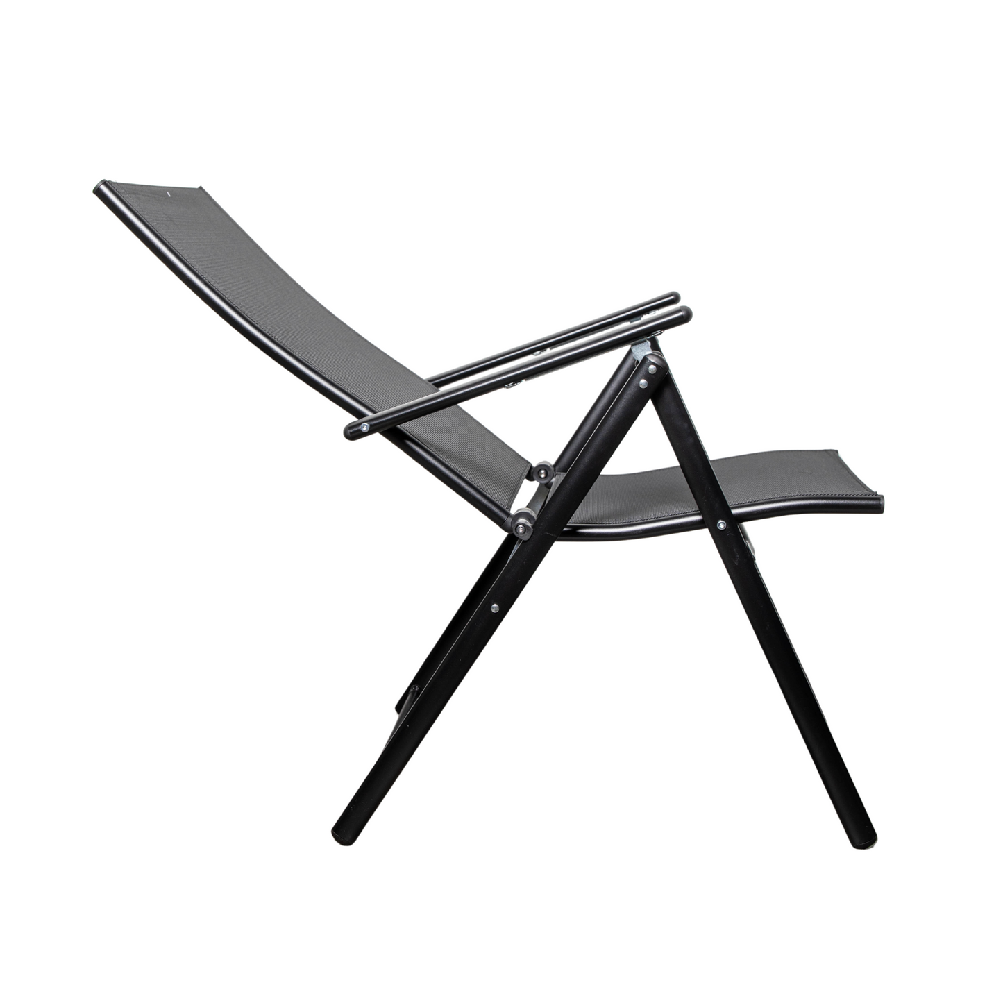 Outdoor Garden Patio Multi Position Reclining Folding Chair in Black