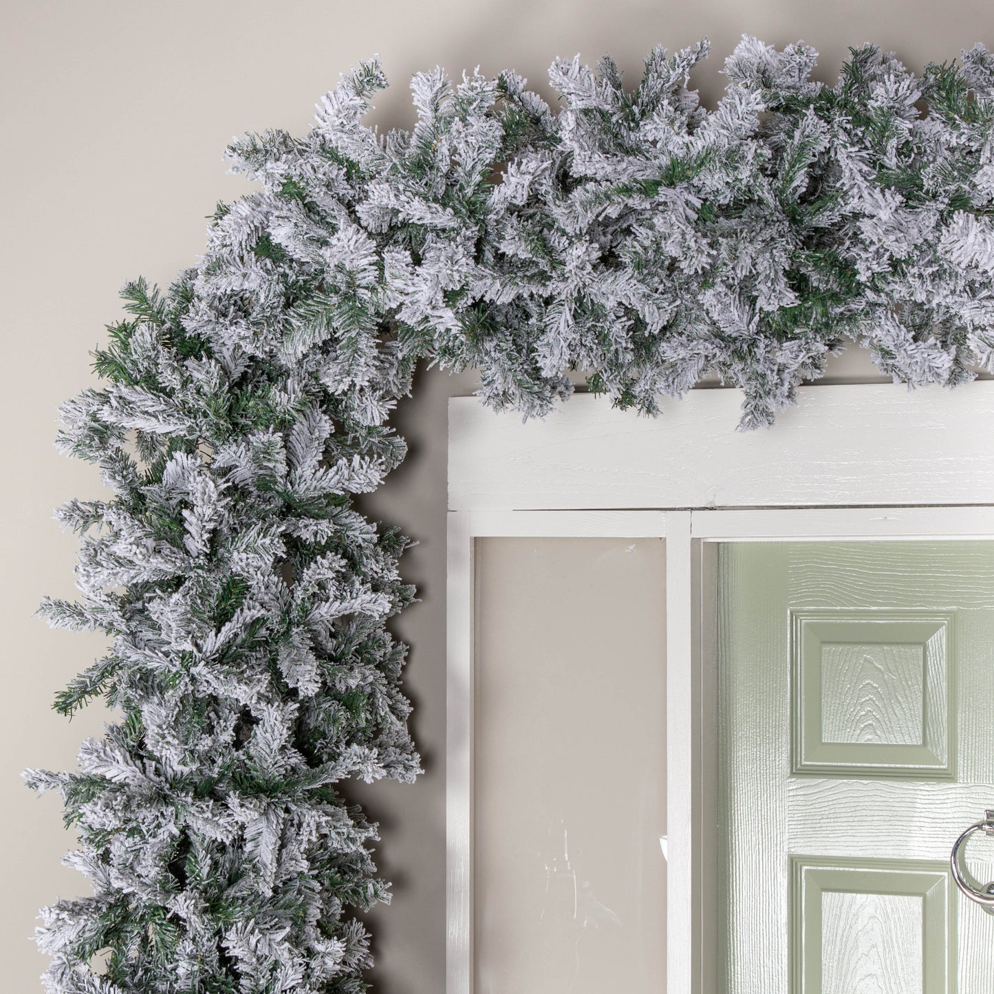 8ft (2.57m) Single Door Artificial Snow Flocked Christmas Tree Arch in Green with 2000 Tips