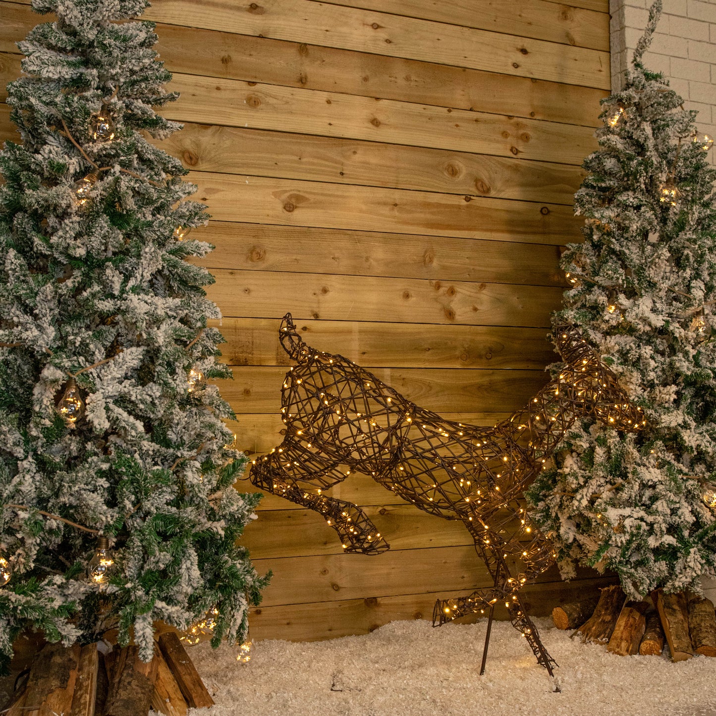 98cm Light up Brown Christmas Prancing Doe with 220 White & Warm White LEDs