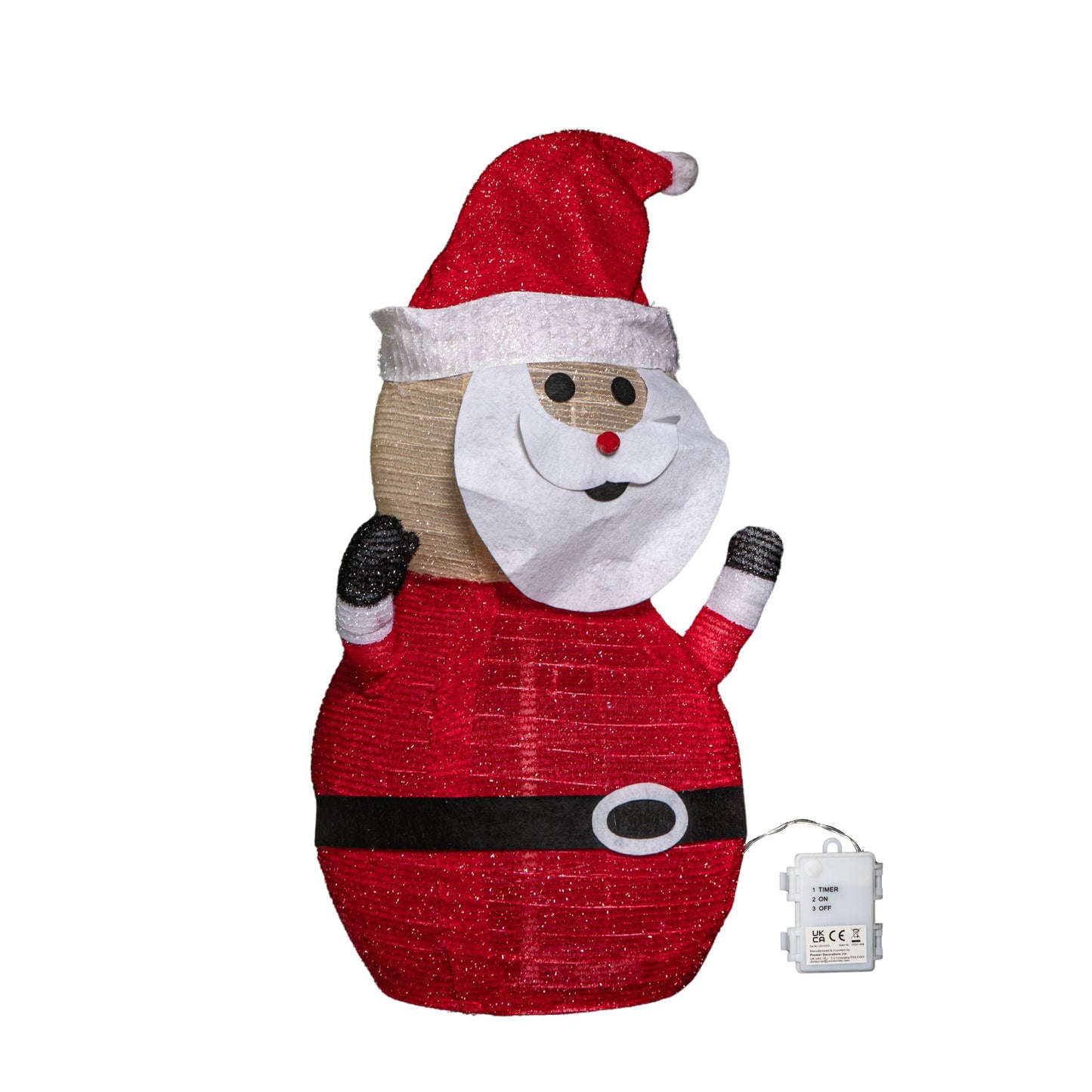 70cm Battery Operated Pop up Christmas Santa with Static & Flashing White LEDs