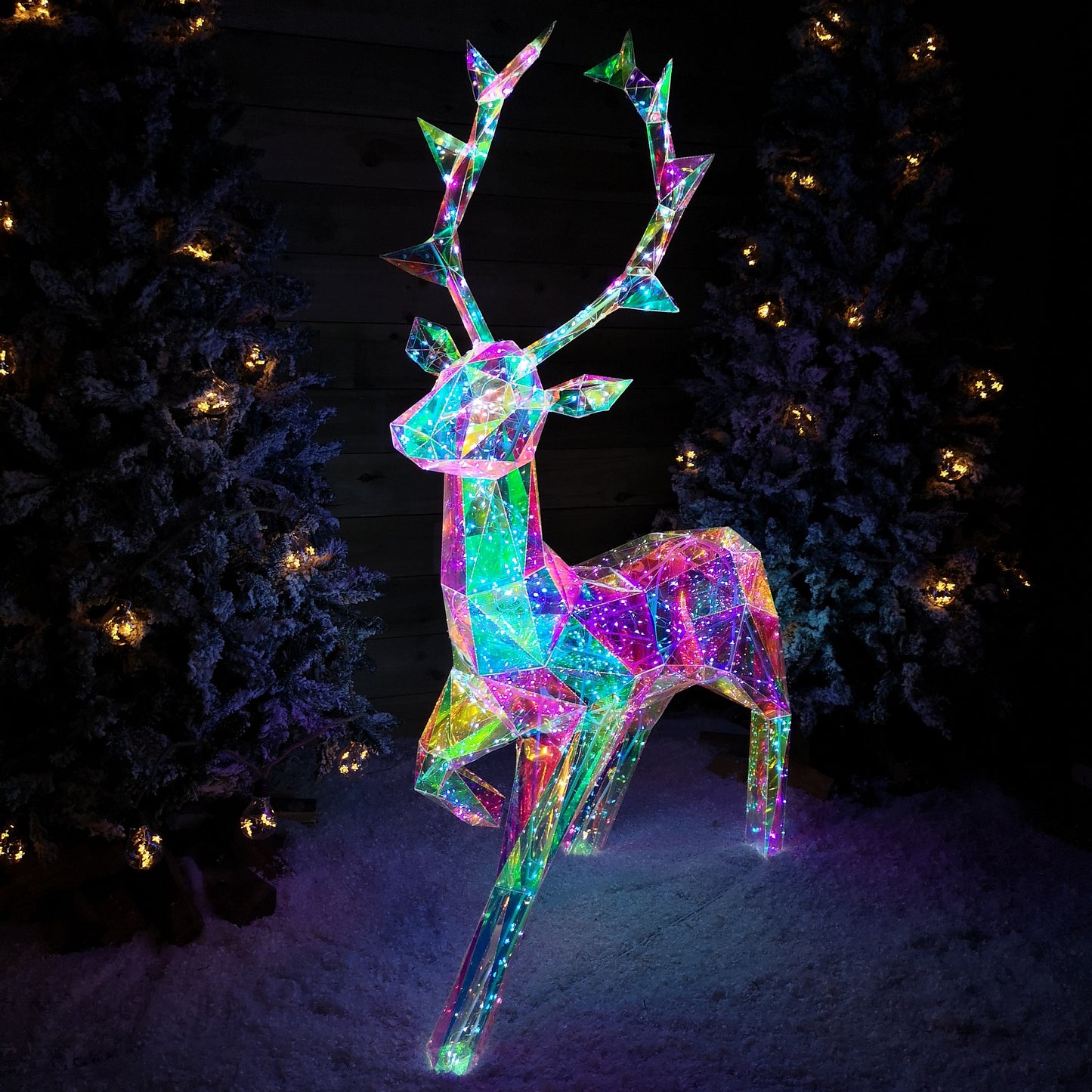 1.4m Light up Standing Iridescent Dream Christmas Stag with 600 White LEDs