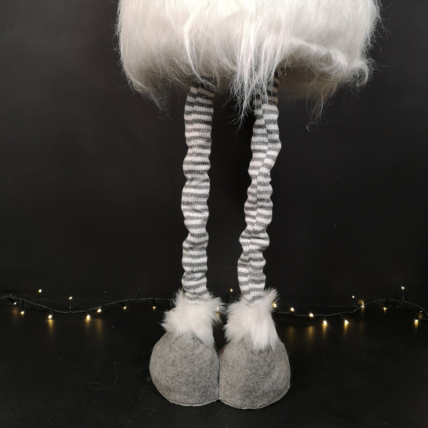 1.2m Standing Haired Christmas Gonk with Extendable Legs in Grey