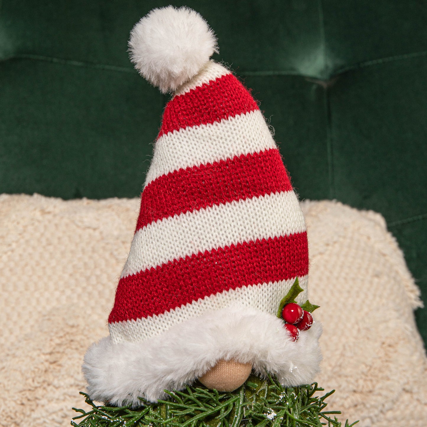 48cm Red and White Christmas Tree Sitting Gonk with Dangly Legs and Striped Hat