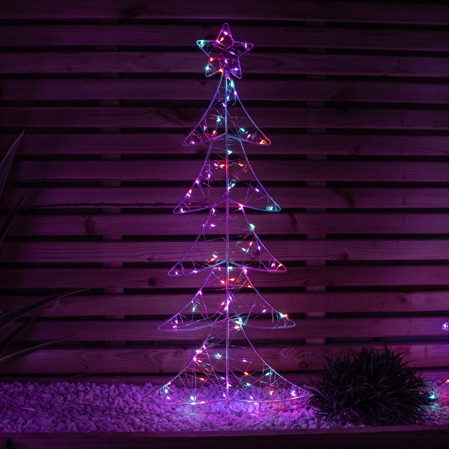 Set of 4 80cm Light up Christmas Tree Path Lights with 400 Rainbow LEDs