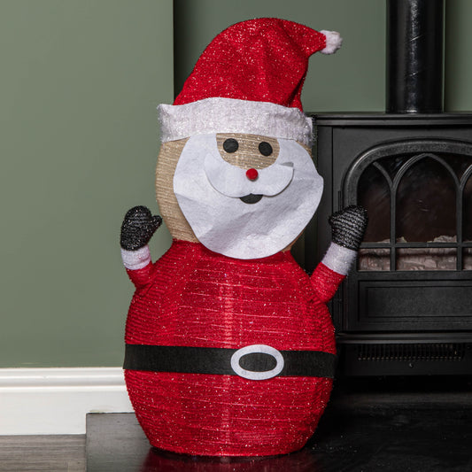 70cm Battery Operated Pop up Christmas Santa with Static & Flashing White LEDs