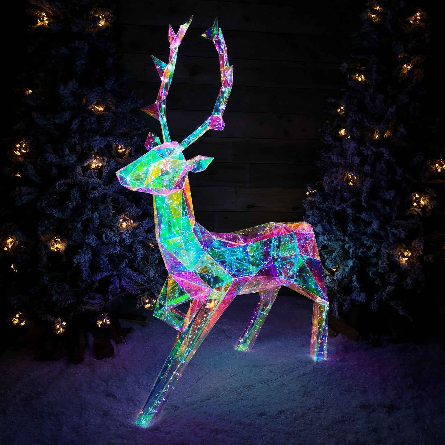 1.4m Light up Standing Iridescent Dream Christmas Stag with 600 White LEDs