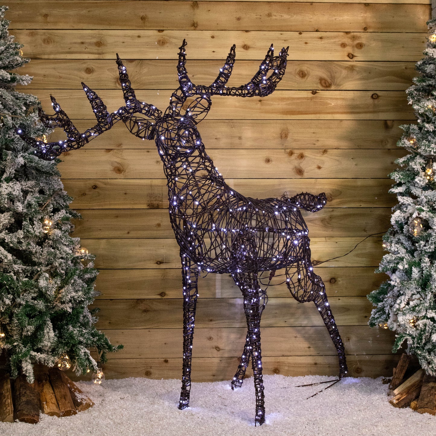 1.66m Light up Brown Christmas Standing Stag with 440 White & Warm White LEDs