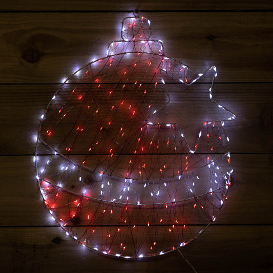 50cm Light up Metal Hanging Christmas Bauble with 240 Red and White LEDs