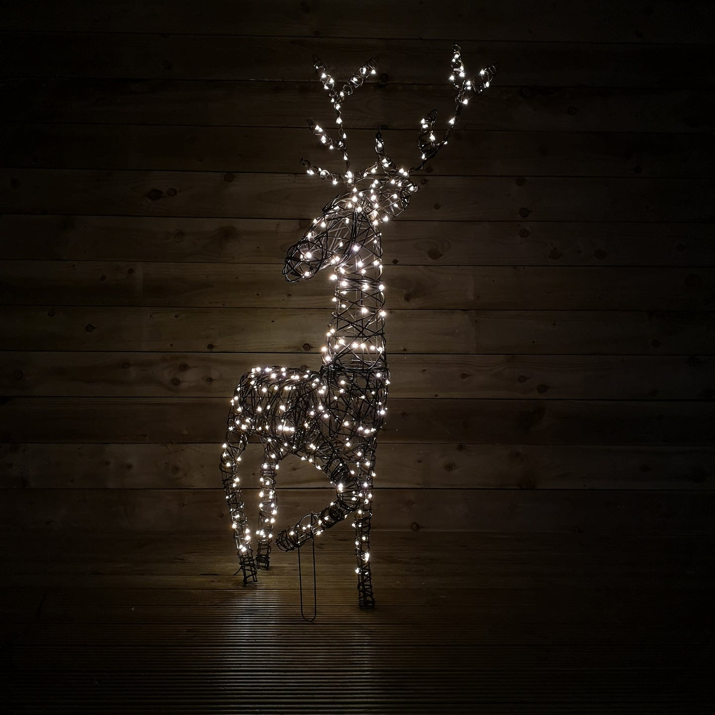 1.2m Indoor Outdoor LED Christmas Wicker Reindeer Decoration in Warm White